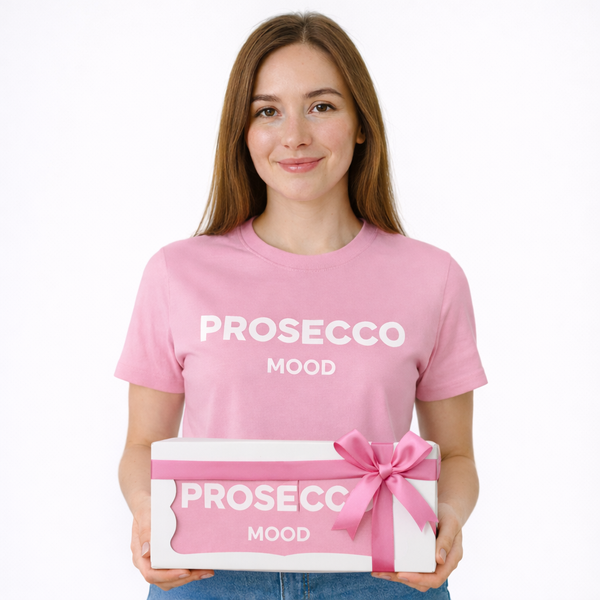 Жіноча футболка &ldquo;PROSECCO MOOD&rdquo; &mdash; рожева, стильний подарунок S 00090 фото