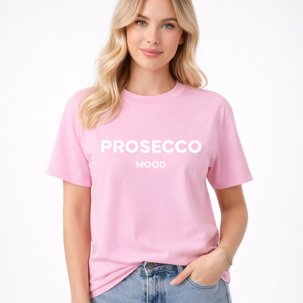Жіноча футболка &ldquo;PROSECCO MOOD&rdquo; &mdash; рожева, стильний подарунок S 00090 фото